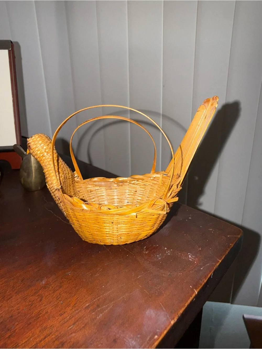Vintage Decorative Straw Bird Basket with Handles